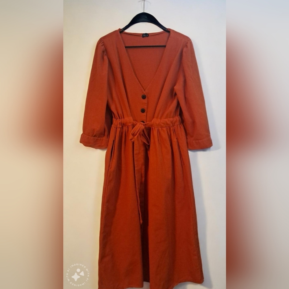 Vintage midi dress with pockets